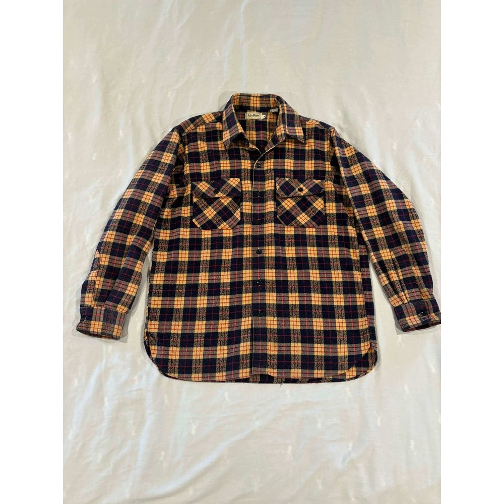 LL Bean Mens Plaid Flannel Shirt‎ Long Sleeve Button Up Casual Outdoor Size S